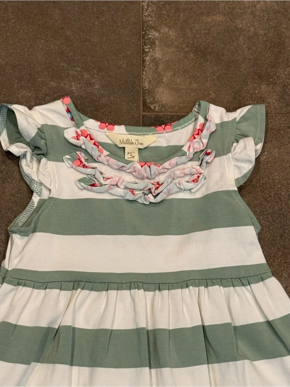 Matilda Jane Sage Green and White Striped Dress with Capri Set